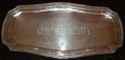 Ezüst tálca, jelzett 19. század második fele, 730g (0,73kg), 21,5x43cm