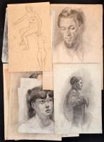 Nagy Barbara (1976-), 18 db mű: Arcképek, aktok. Szén, ceruza, papír, többségük jelzett, 29,5x21 és 54x38 cm közötti méretekben