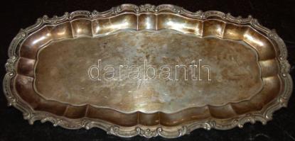 Ezüst tálca, jelzett 19. század második fele, 720g (0,72kg), 21,5x43cm