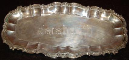 Ezüst tálca, jelzett 19. század második fele, 706g (0,706kg), 21,5x43cm