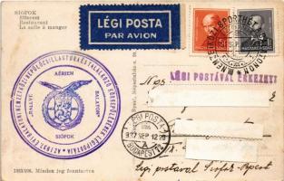 1937 Siófok, étterem, belső + "1937 III. NEMZETKÖZI SPORTHÉT A BALATONON" "AZ 1937. É...