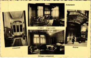1949 Szeged, Hotel Royal szálloda, előcsarnok, kétágyas szoba részlete, belsők, bejárat (apró szakadás / tiny tear)