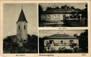 1943 Iszkaszentgyörgy, Református templom és iskola, Posta (EB)