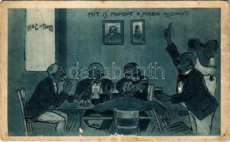 1937 Kaba, Mit is mondott a "Kabai asszony"?, bor és sörcsarnok, kocsma, belső, humoros részeges lap (kopott sarkak / worn corners)