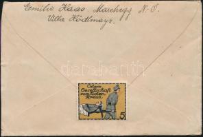 1917 Háborús segélybélyeg Polába küldött levél hátoldalán