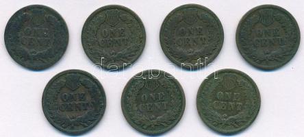Amerikai Egyesült Államok 1893-1907. 1c "Indián fej" (7xklf) T:2-
USA 1893-1907. 1 Cent &...