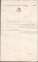 1939 Teleki Pál vallás és közoktatásügyi miniszter aláírása hivatalos levélen