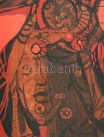 Xantus Gyula (1919-1993): Leányfej. Vegyes technika, papír, jelzés nélkül, üvegezett fa keretben, 22...