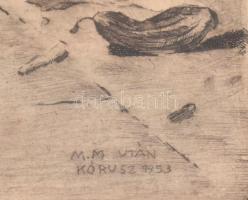 Munkácsy Mihály után Kórusz József (1927-2010): Anya gyermekeivel, színezett rézkarc, papír, jelzett...