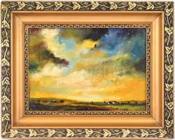 Gábri/Gábry Albert (1935-2004): Alkony. Olaj, karton, jelzett, hátoldalán autográf felirattal. Dísze...