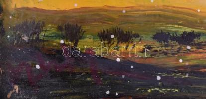 Gábri/Gábry Albert (1935-2004): Alkony. Olaj, karton, jelzett, hátoldalán autográf felirattal. Dísze...