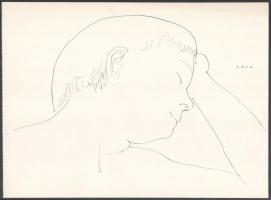 László Gyula (1910-1998), 2 db mű: Fiatal hölgy portréja és alvó alak. Tus, papír, jelzett és datált...