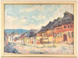 Nemes Béla (1912-1972): Kisvárosi utca (Nagybánya?). Olaj, karton, jelzett, üvegezett fa keretben, 3...