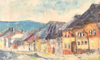 Nemes Béla (1912-1972): Kisvárosi utca (Nagybánya?). Olaj, karton, jelzett, üvegezett fa keretben, 3...