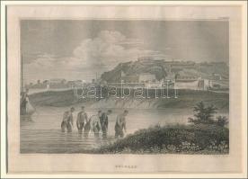 J. Poppel (?-?): Belgrád. Acélmetszet, papír, paszpartuban, 16x22 cm / J. Poppel (?-?): Belgrade. St...