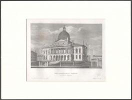 Bostoni városháza. Acélmetszet, papír, paszpartuban, 11x18 cm