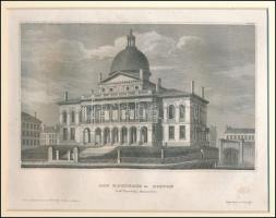 Bostoni városháza. Acélmetszet, papír, paszpartuban, 11x18 cm