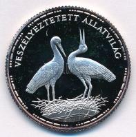 1992. 200Ft Ag "Veszélyeztetett állatvilág - Gólya" műanyag MNB tokban, tanúsítvánnyal T:PP patina, fo. Adamo EM126