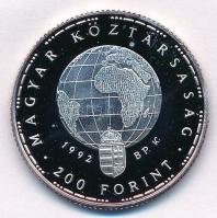 1992. 200Ft Ag "Veszélyeztetett állatvilág - Gólya" műanyag MNB tokban, tanúsítvánnyal T:P...