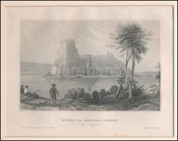 Ruine von Schloss-Theben in Ungarn (Dévény várának romjai(. Acélmetszet, papír, lap alja kissé folto...