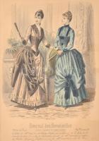 Journal des Demoiselles, Modes des Paris. XIX. sz., divatmetszet. Litográfia, papír, üvegezett fa keretben, 27,5x19 cm