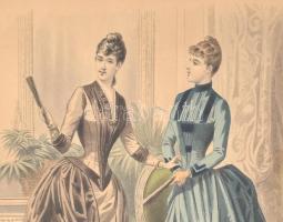 Journal des Demoiselles, Modes des Paris. XIX. sz., divatmetszet. Litográfia, papír, üvegezett fa ke...