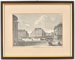 Die Straßen-Eisenbahn in Pest (a Lóvasút Pesten), 1870 körül. Fametszet, papír, üvegezett fa keretbe...