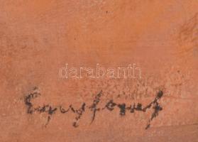 Egry jelzéssel: Női alakok. Vegyes technika, karton. Fa keretben. Hátoldalán Köveskáli Római Katolik...