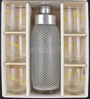 Üveg shaker szett, 6 személyes, eredeti dobozában, szép állapotban