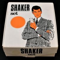 Üveg shaker szett, 6 személyes, eredeti dobozában, szép állapotban
