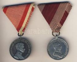 Ausztria/Magyarország I.Ferenc József + IV.Károly 2klf katonai kitüntetés szalaggal T:2/2-