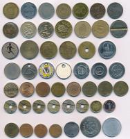 50 db-os vegyes magyar és külföldi zseton, bárca tétel T:vegyes  50pcs of mixed tokens, labels from different countries C:mixed