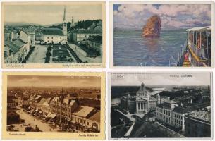 10 db RÉGI erdélyi képeslap, köztük egy Kolozsvári kinyitható panorámalap / 10 pre-1945 Transylvanian town-view postcards with one folding panoramacard (Cluj)
