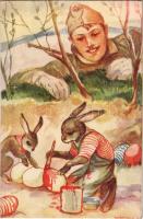 Cserkész művészlap. Márton L.-féle Cserkészlevelezőlapok Kiadóhivatala / Hungarian boy scout art postcard, Easter greeting s: Márton L.