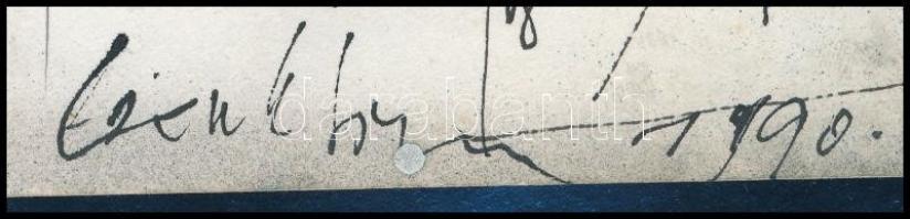 Csorba Simon László (1943-): Berlini papagáj. Vegyes technika, papír, jelzett és datált (1990), 32,5...