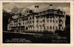 1931 Tátralomnic, Tatranská Lomnica (Tátra, Magas Tátra, Vysoké Tatry); Hotel Praha v pozadí Lomnicky Stít / Prága szálloda és a Lomnici-csúcs / hotel, mountain peak (fl)