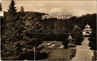 1951 Tátralomnic, Tatranská Lomnica (Tátra, Magas Tátra, Vysoké Tatry); Kúpelny park, Grand hotel Praha / fürdő parkja, Prága nagyszálloda / spa, park, hotel (b)