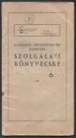 1949 Gyakorló orvosnövendéki szolgálati könyvecske