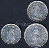 Svájc 1921+1945. 1Fr Ag 2klf db + 1939. 2Fr Ag T:2/3,3+ ph