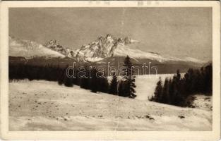 Tátralomnic, Tatranská Lomnica (Tátra, Magas Tátra, Vysoké Tatry); A Lomnici-csúcs / Die Lomnitzer Spitze / Lomnicky stít / mountain peaks (fa)