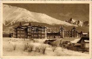 1937 Újtátrafüred, Neu-Schmecks, Novy Smokovec (Tátra, Magas Tátra, Vysoké Tatry); szálloda télen. Géza Bányász kiadása / hotel in winter