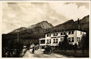 1932 Újtátrafüred, Neu-Schmecks, Novy Smokovec (Tátra, Magas Tátra, Vysoké Tatry); Park Hotel szálloda, kávéház és étterem, automobil / hotel, café and restaurant, automobile