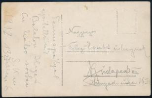 1912 Balatonaliga teniszpálya építése feliratozott fotólap