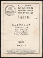 1938 Eucharisztikus kongresszus tagsági jegy + idegen nyelvű ismertető