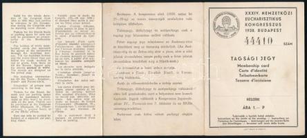 1938 Eucharisztikus kongresszus tagsági jegy + idegen nyelvű ismertető