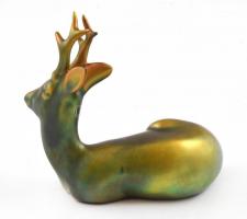 Zsolnay eozin mázas őzike. Jelzett, hibátlan. m: 12 cm