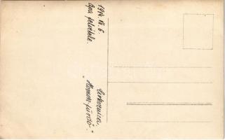 1914 Crikvenica, Cirkvenica; Homok-fürdő, osztrák-magyar haditengerészet hidroplánja zászlóval / K.u...