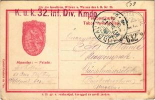 1917 K.u.K. I. R. Nr. 23. / A 23. honvéd gyalogezred jelvény képe tábori postai levelezőlapon / WWI Austro-Hungarian K.u.K. military, 23th Infantry Regiment badge on a military field postcard (EK)