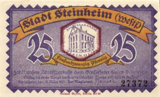 Német Birodalom/Weimari Köztársaság/ Steinheim 1921. 25Pf + 50Pf + 1M 3klf db, teljes sor T:I