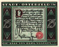 Német Birodalom/Weimari Köztársaság/ Osterfeld 1921. 25Pf(3x) + 50Pf(3x) + 75Pf(3x) + 100Pf összesen...